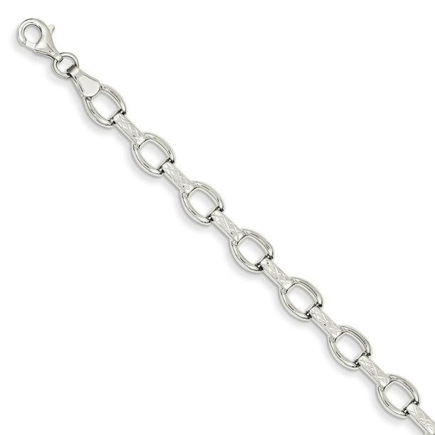 Beautiful 14k White Gold 7in Polished Fancy Link Bracelet Beautiful 14k White Gold 7in Polished Fancy Link Bracelet